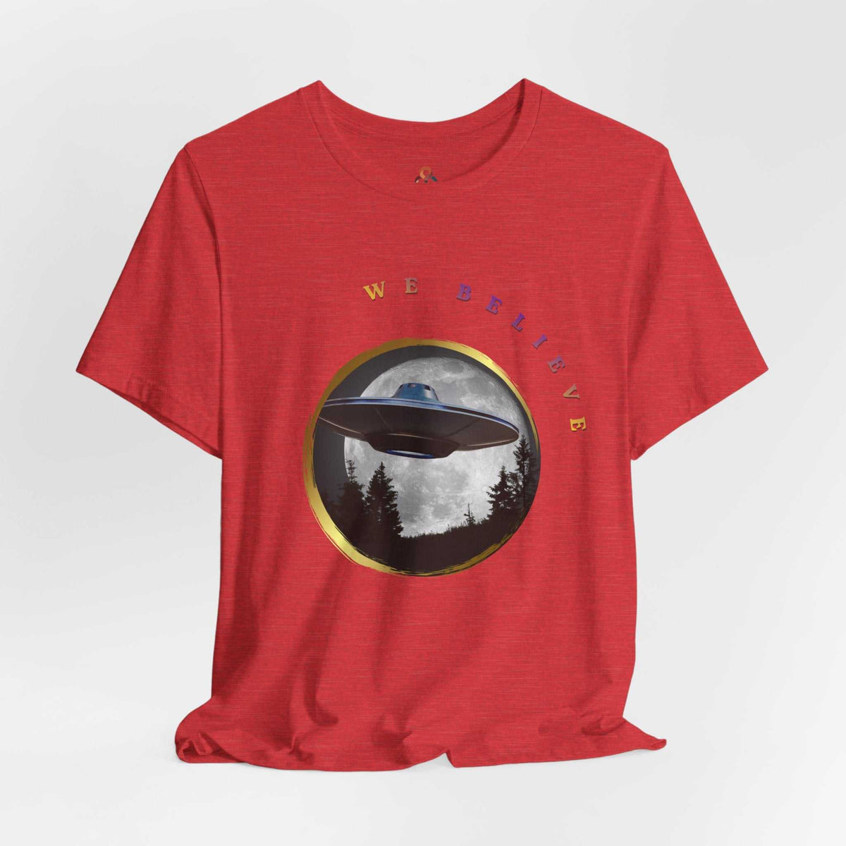 Out of this World UFO and alien illustration with flying saucer and stars