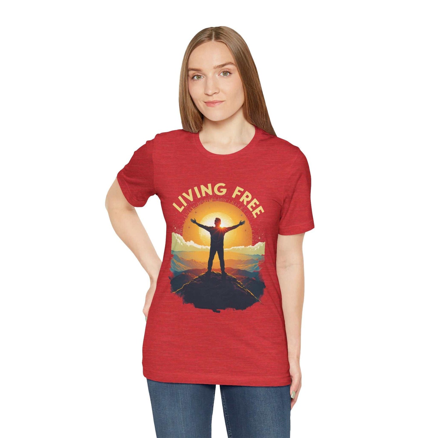 Living Free in the USA (Sunset) – Americana Graphic Tee | Apolitical Apparel