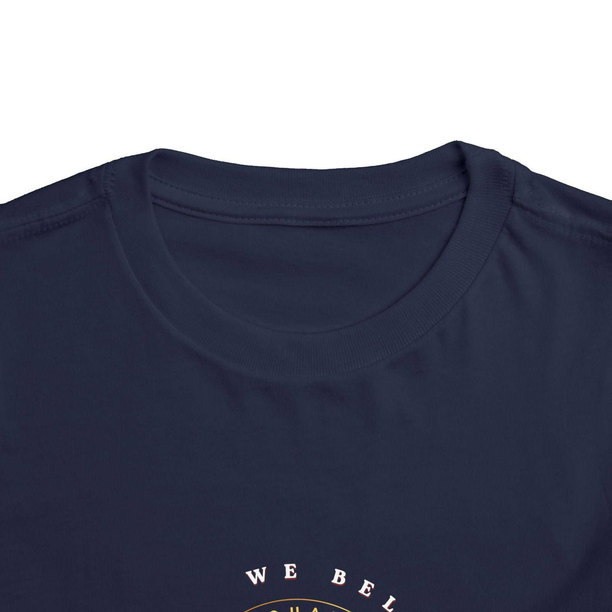 Toddler tee featuring Quad Squad Adventurer alien couple and We Believe constellation design