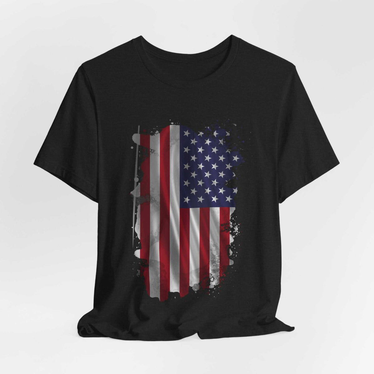Unisex USA Distressed Flag Graphic T-Shirt from Distressed Flag Collection showing rugged American flag design