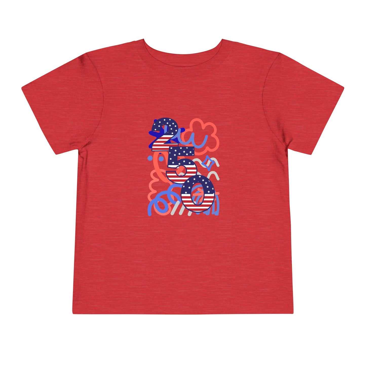 American 250th Anniversary Toddler Short Sleeve Tee (Doodle Pattern)