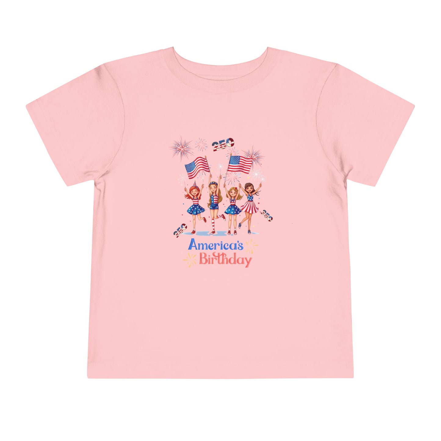 American 250th Anniversary Toddler Short Sleeve Tee ( Cheerleading)