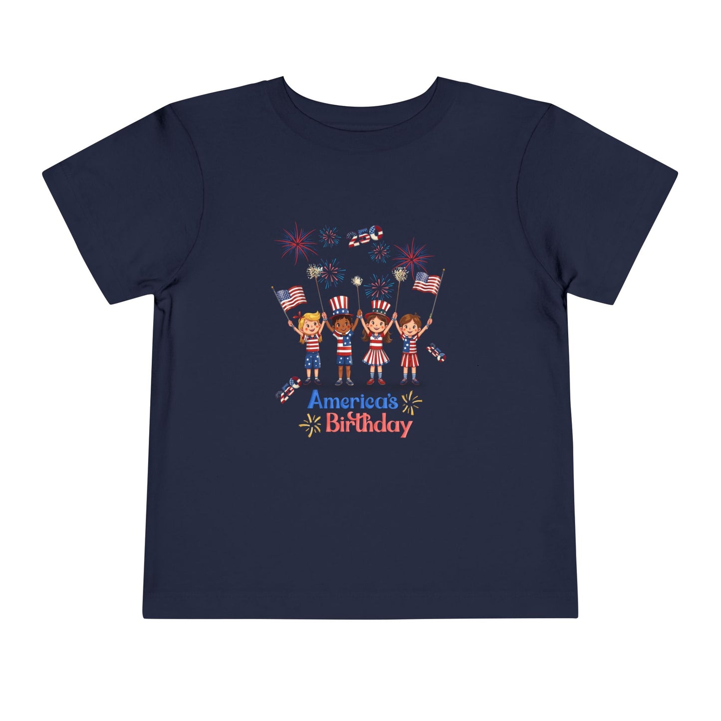 American 250th Anniversary Toddler Short Sleeve Tee (Top Hat Fireworks)
