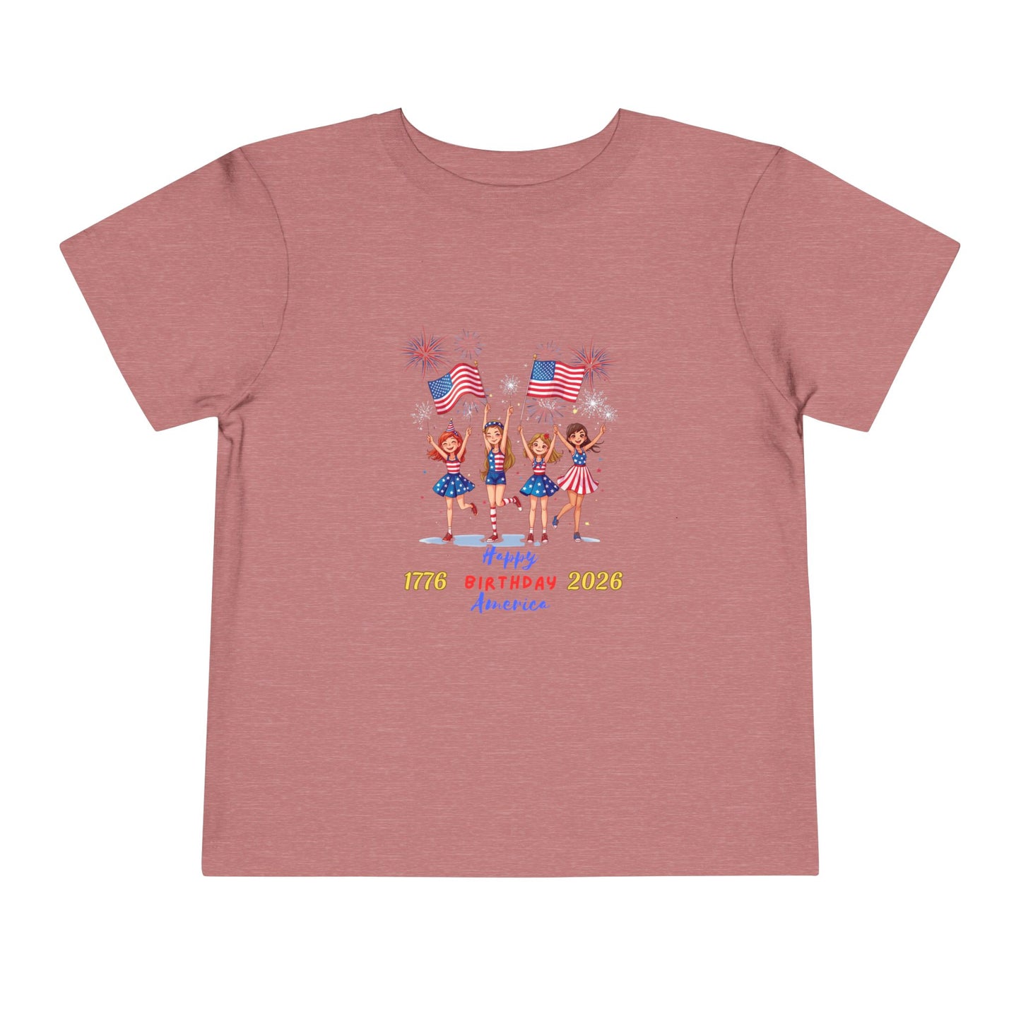 American 250th Anniversary Toddler Short Sleeve Tee (Girl Cheerleaders)