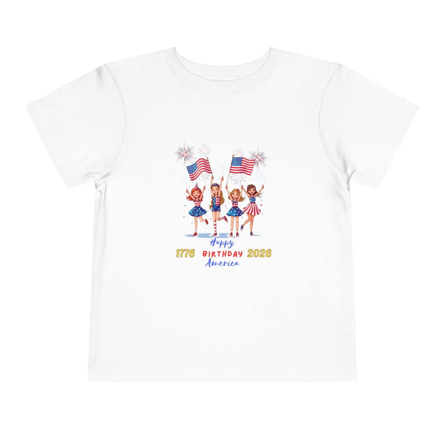 American 250th Anniversary Toddler Short Sleeve Tee (Girl Cheerleaders)