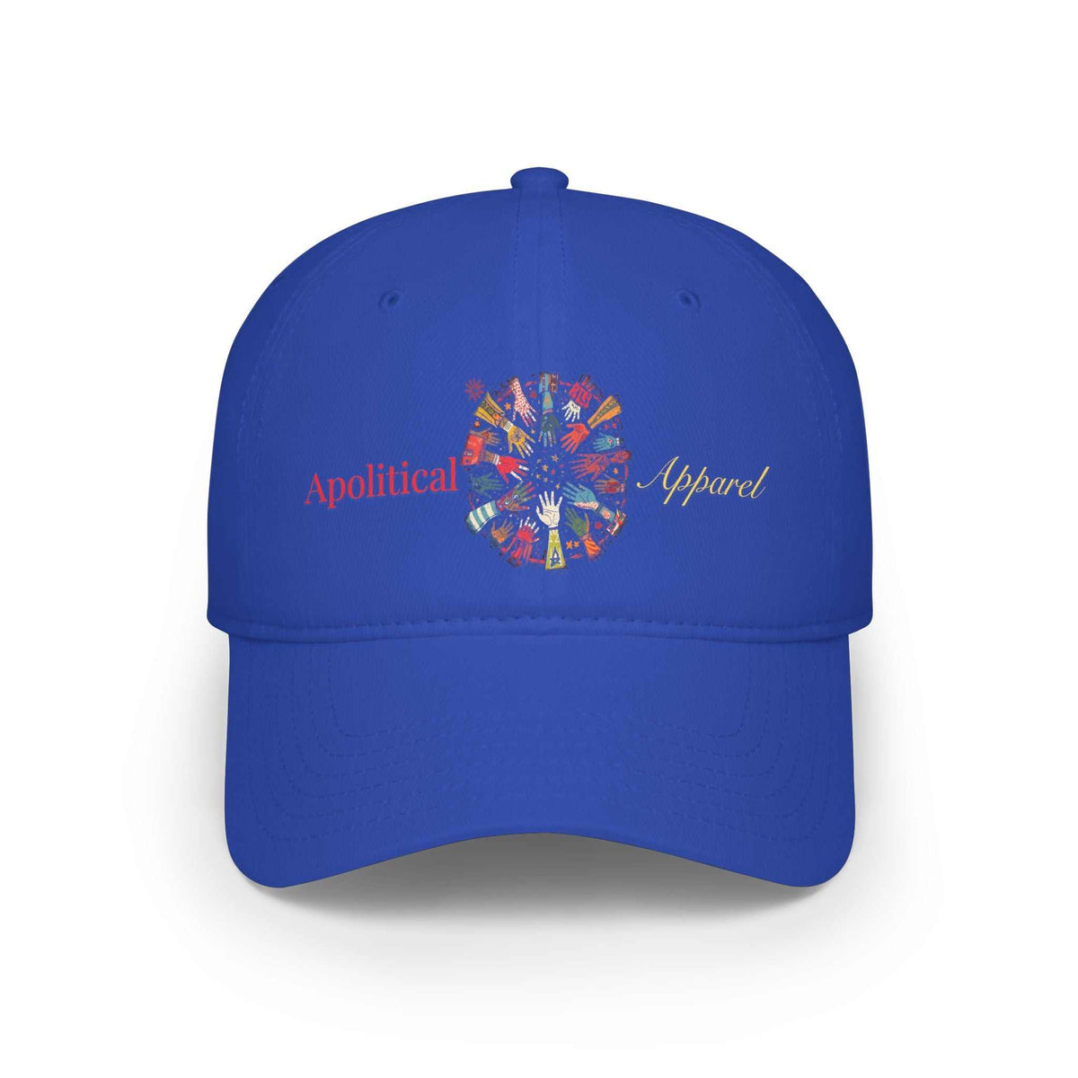 Apolitical Apparel low profile baseball cap with Clock Hands graphic made of 100% cotton twill