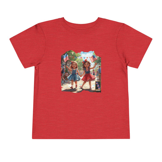 American 250th Anniversary Toddler Short Sleeve Tee (Girls Parading)