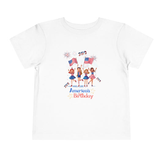American 250th Anniversary Toddler Short Sleeve Tee ( Cheerleading)