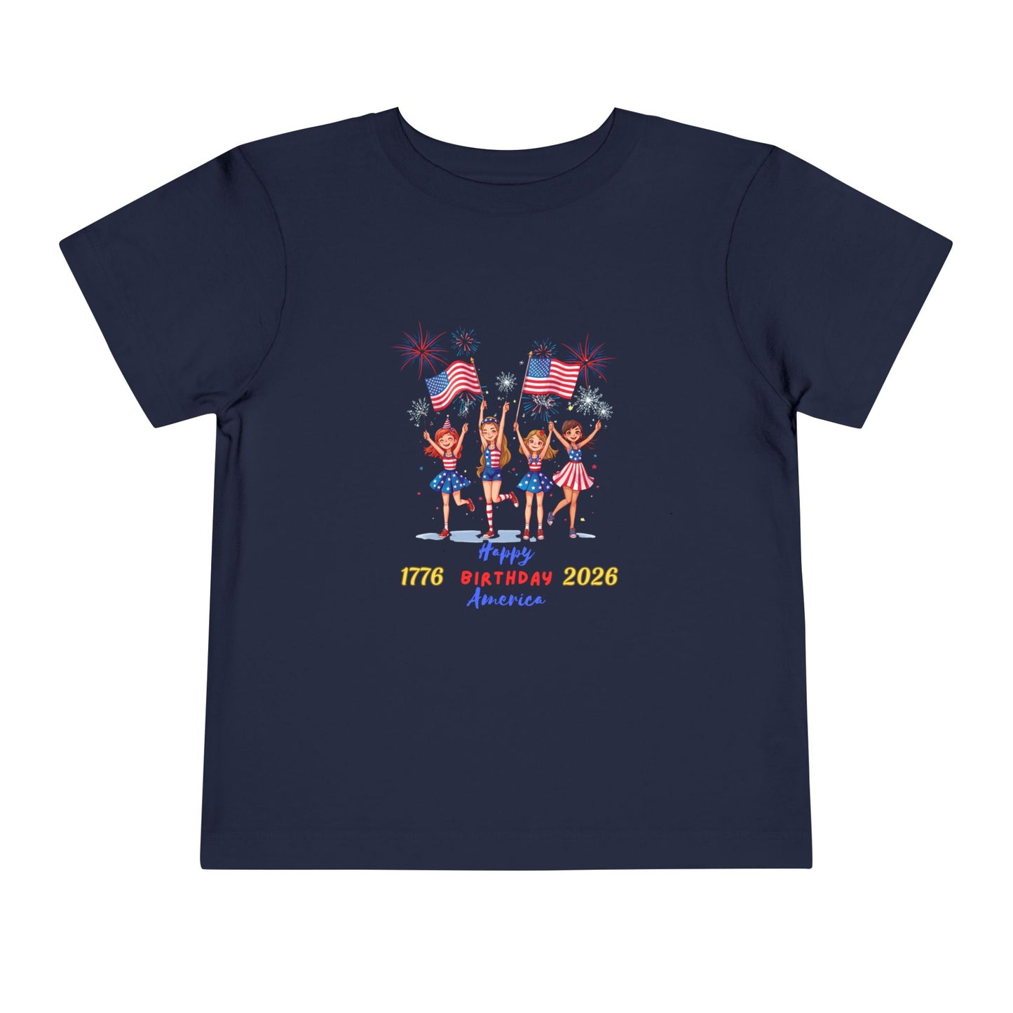 American 250th Anniversary Toddler Short Sleeve Tee (Girl Cheerleaders)
