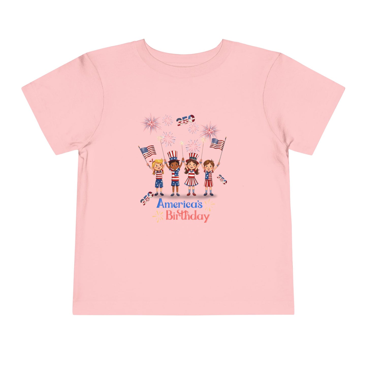 American 250th Anniversary Toddler Short Sleeve Tee (Top Hat Fireworks)