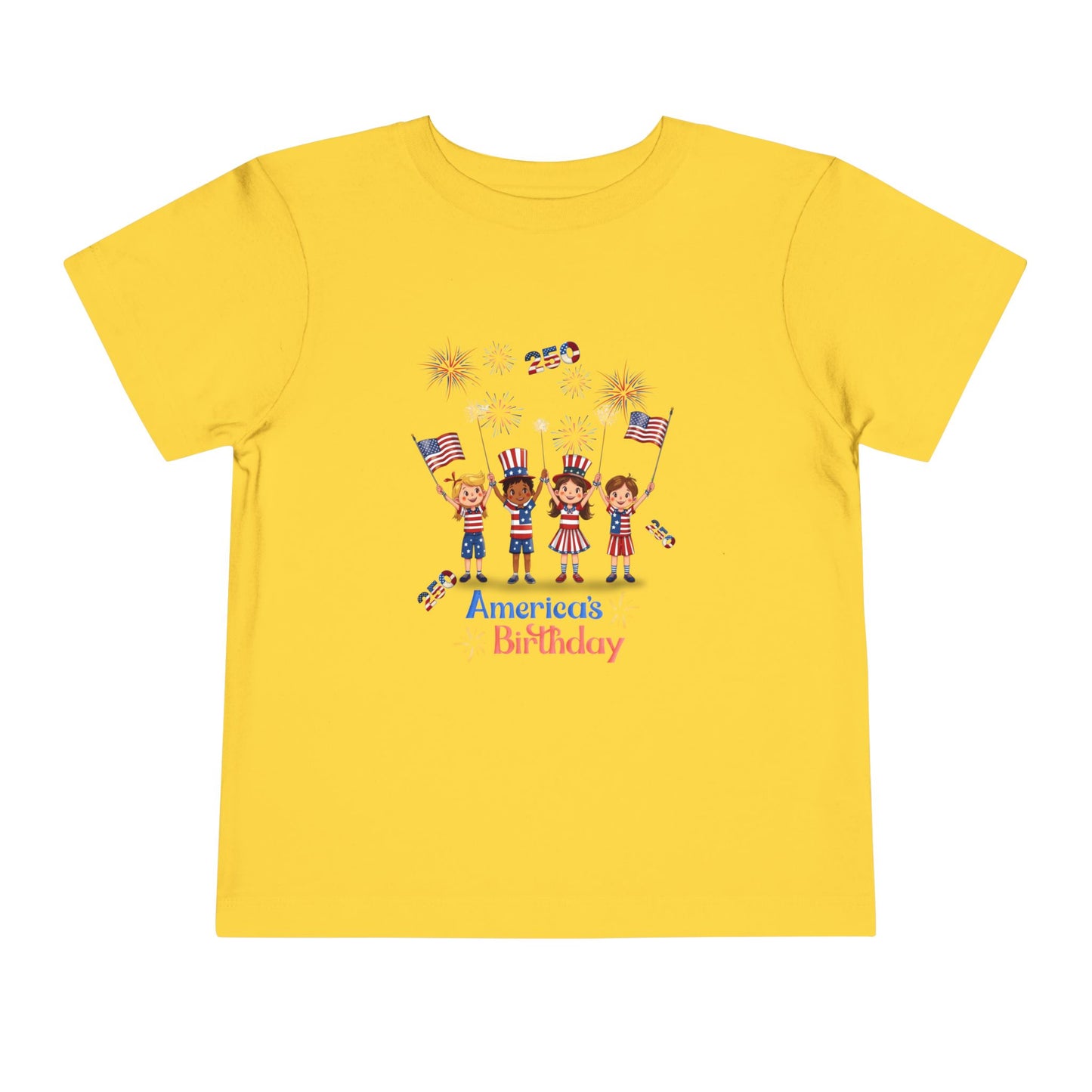 American 250th Anniversary Toddler Short Sleeve Tee (Top Hat Fireworks)