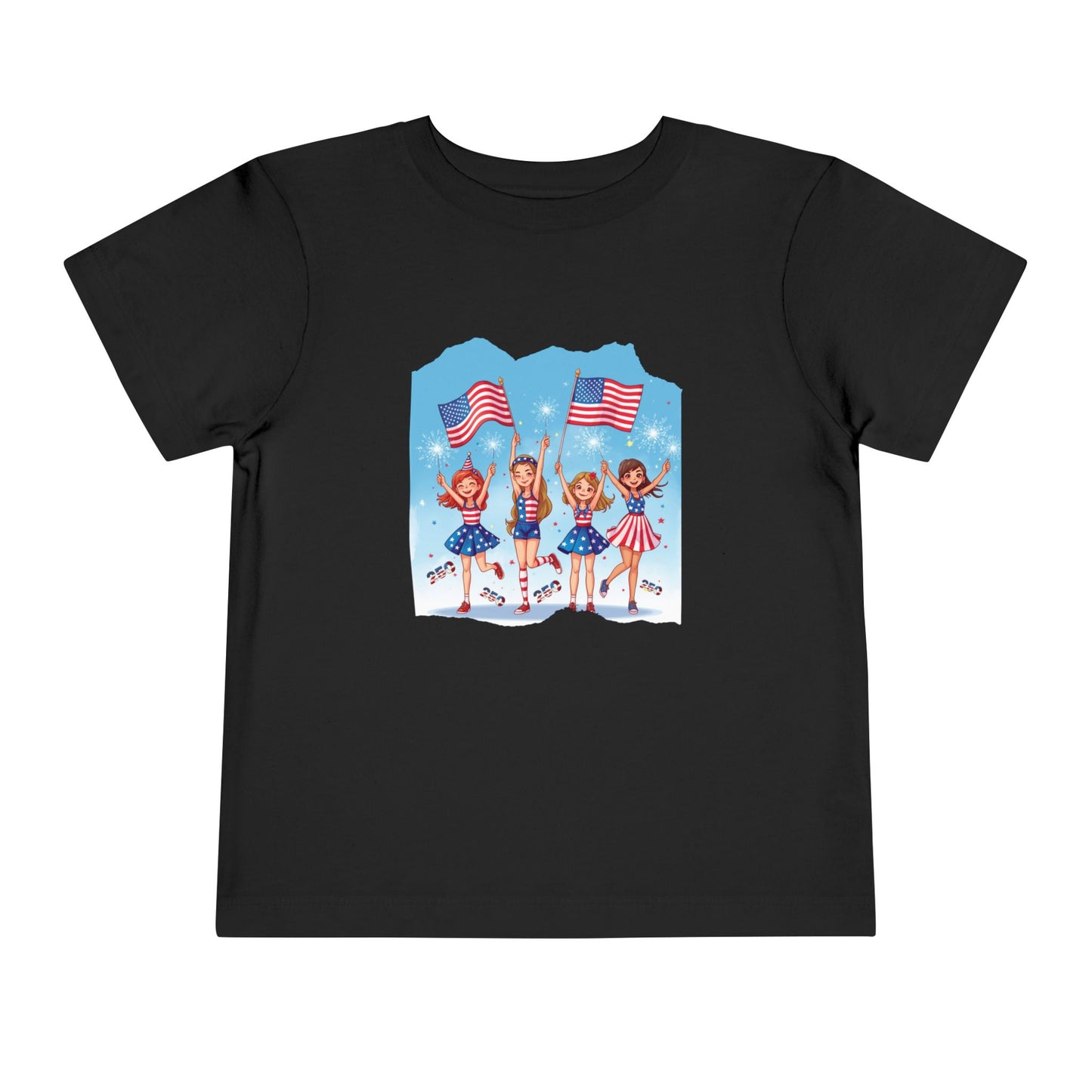 American 250th Anniversary Toddler Short Sleeve Tee ( Cheerleaders)