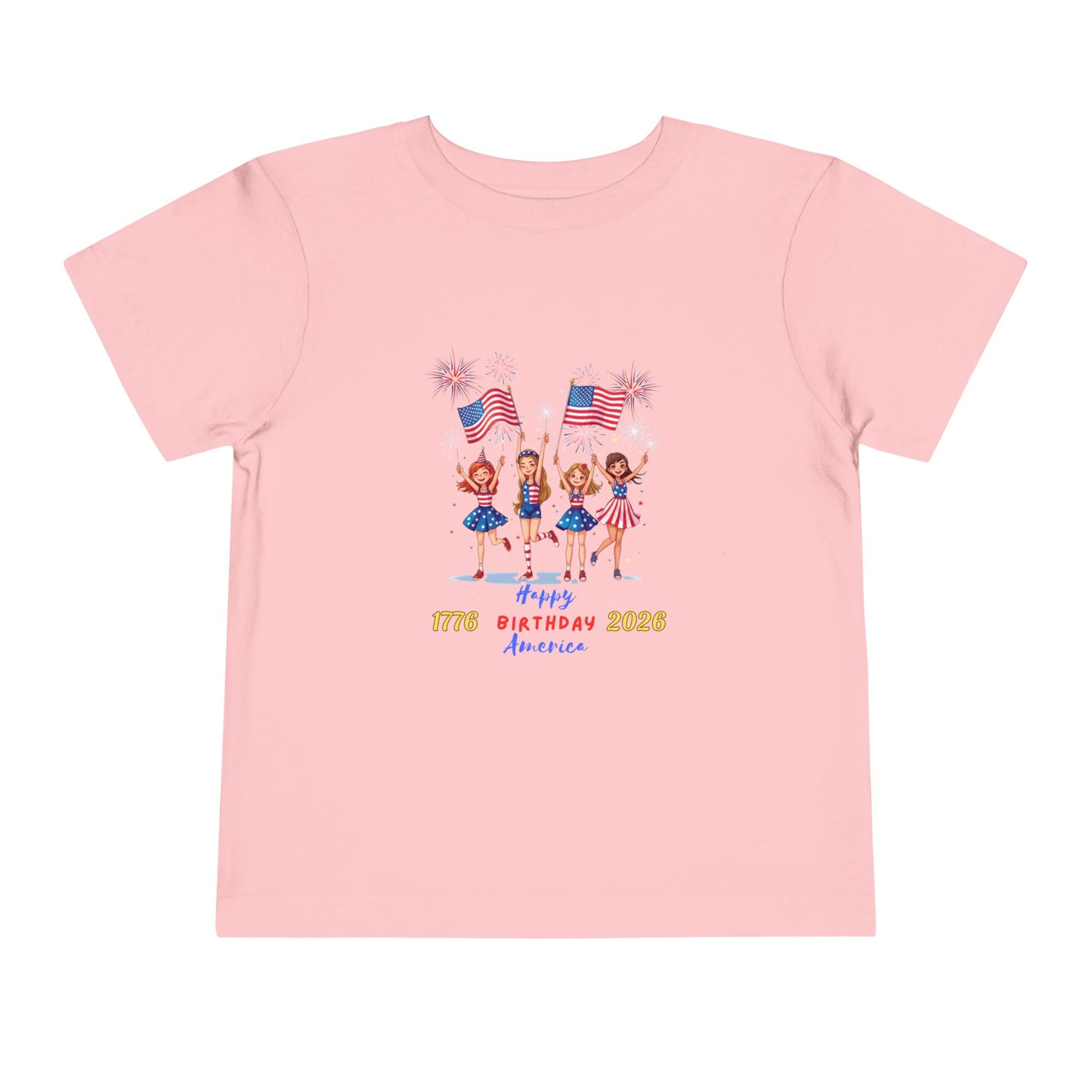 American 250th Anniversary Toddler Short Sleeve Tee (Girl Cheerleaders)