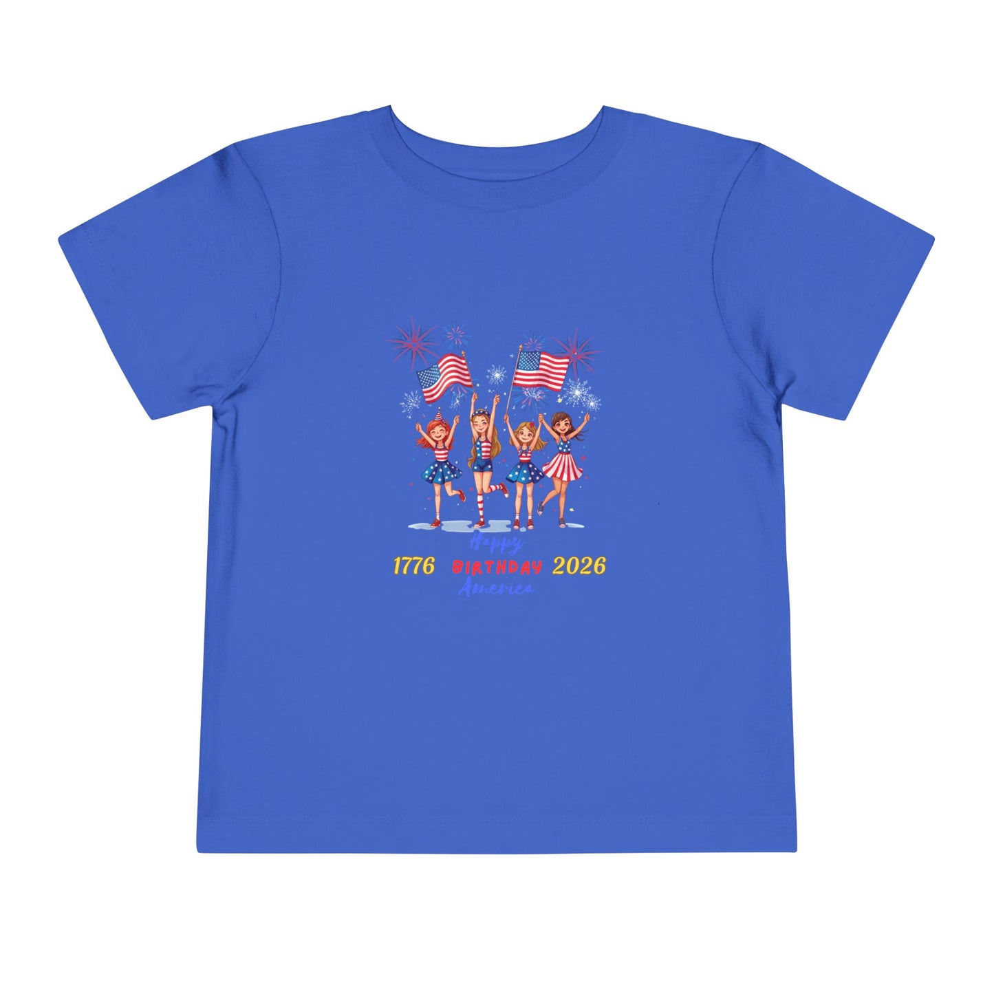 American 250th Anniversary Toddler Short Sleeve Tee (Girl Cheerleaders)