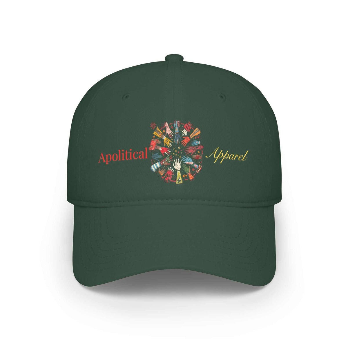 Apolitical Apparel low profile baseball cap with Clock Hands graphic in multicolored design