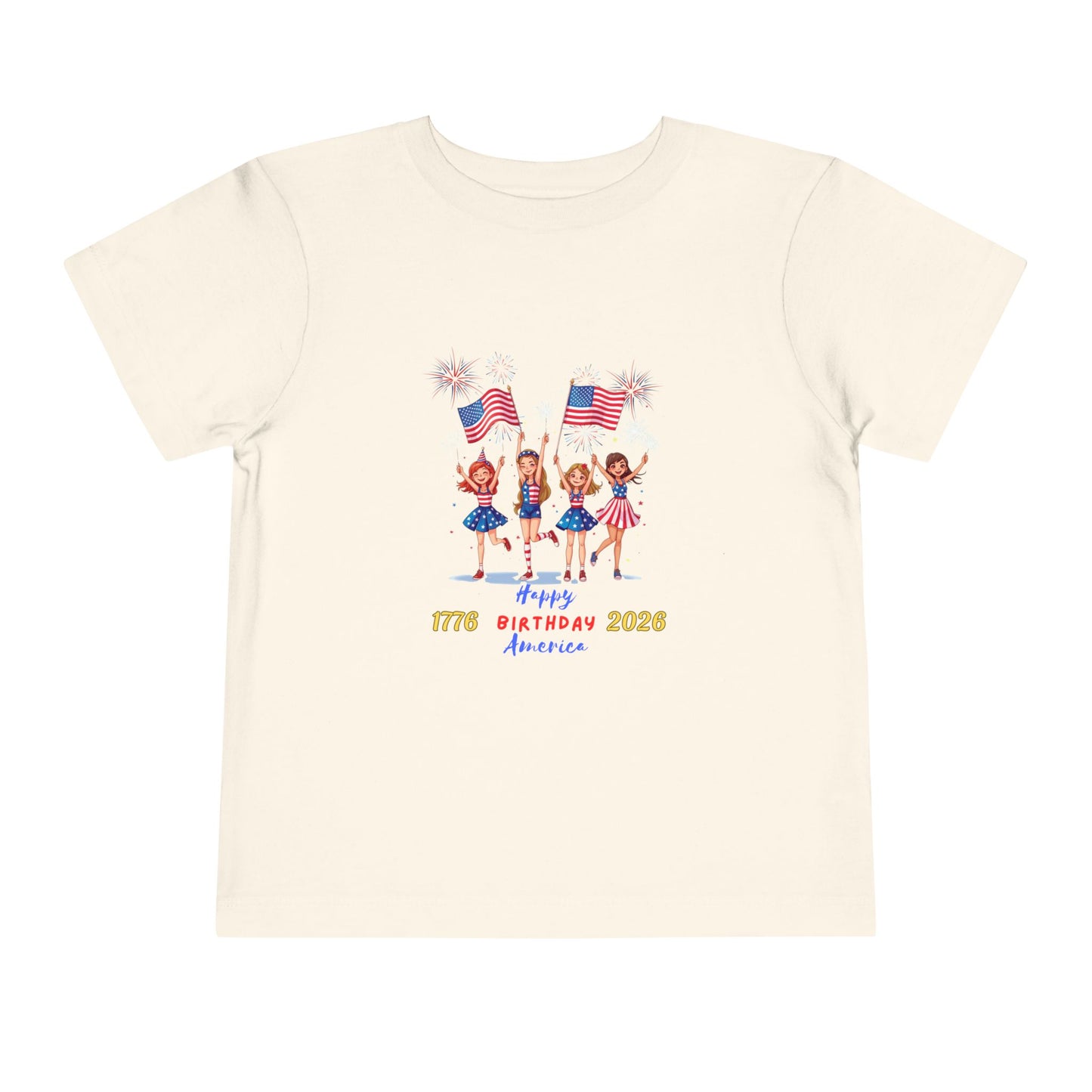 American 250th Anniversary Toddler Short Sleeve Tee (Girl Cheerleaders)