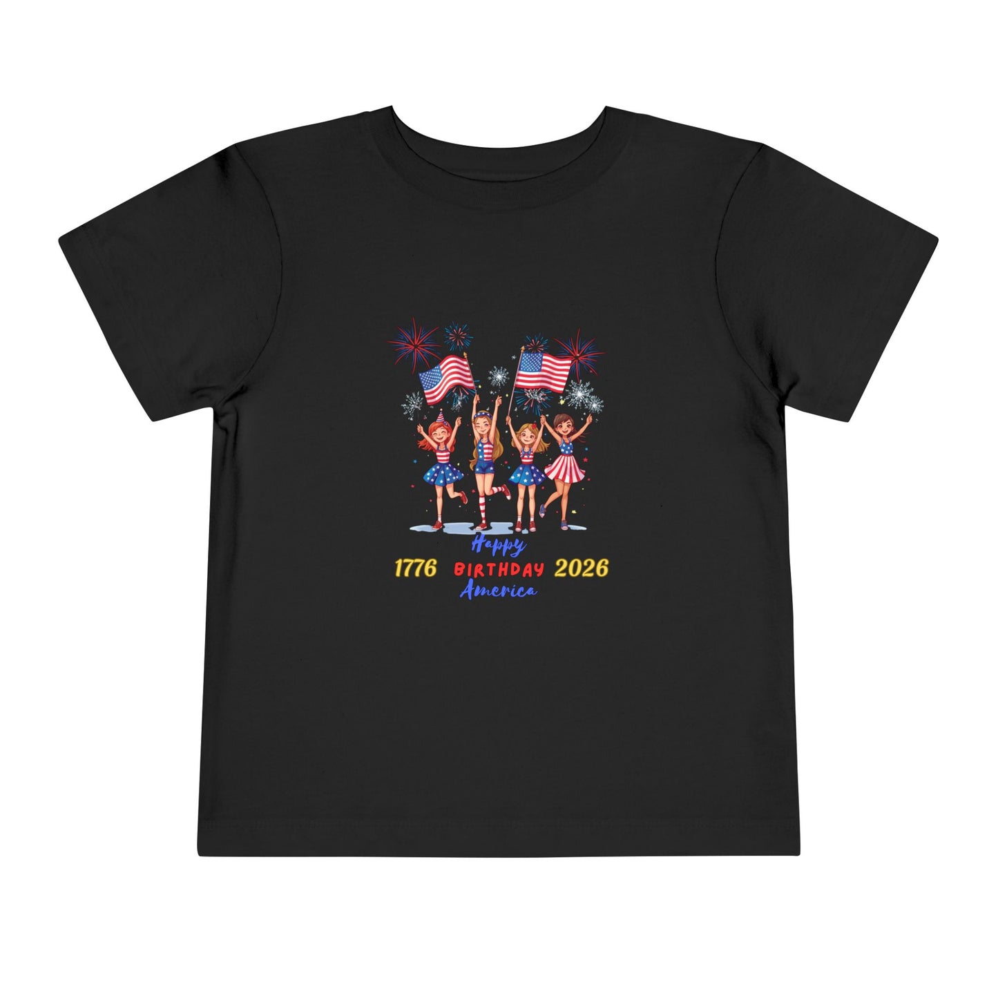 American 250th Anniversary Toddler Short Sleeve Tee (Girl Cheerleaders)