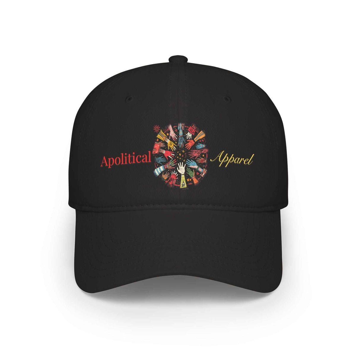 Apolitical Apparel low profile baseball cap with clock hands design