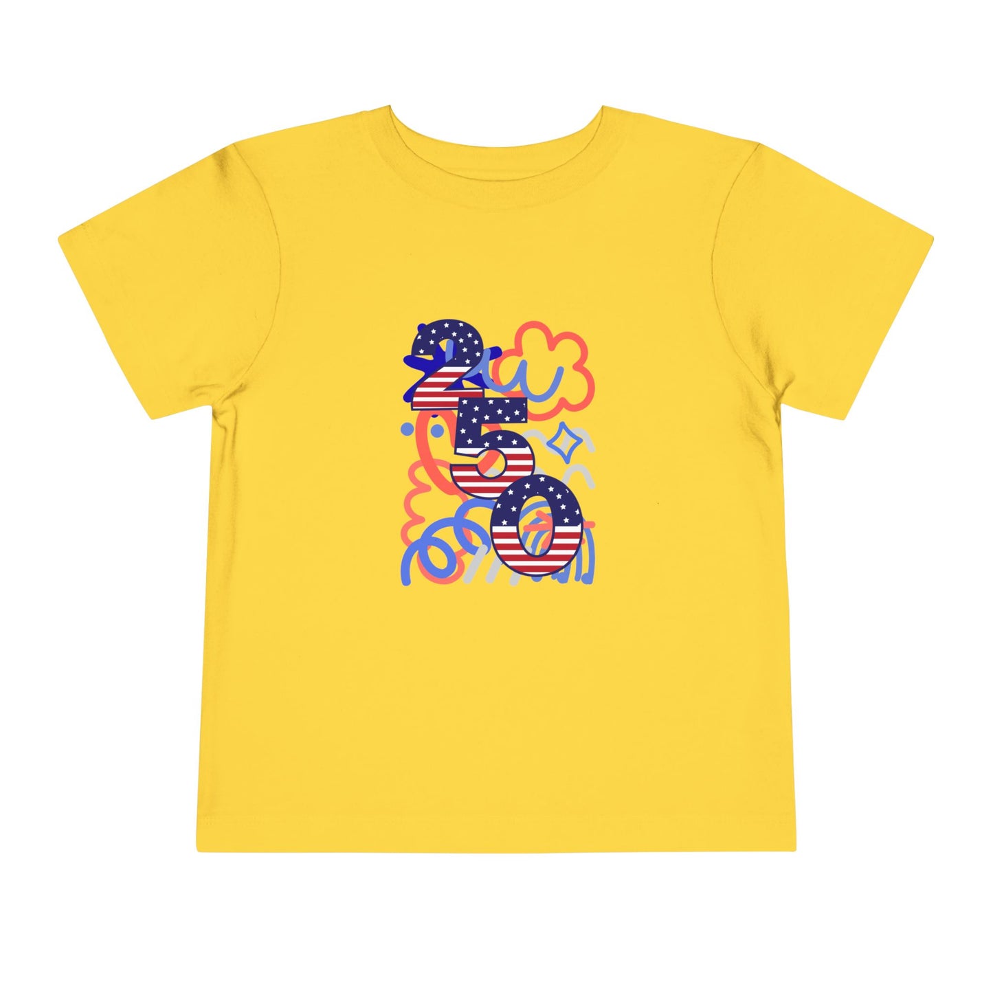 American 250th Anniversary Toddler Short Sleeve Tee (Doodle Pattern)