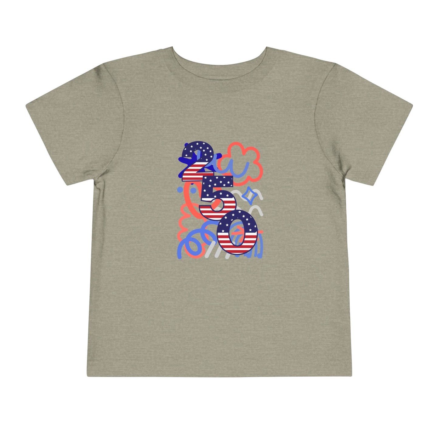 American 250th Anniversary Toddler Short Sleeve Tee (Doodle Pattern)