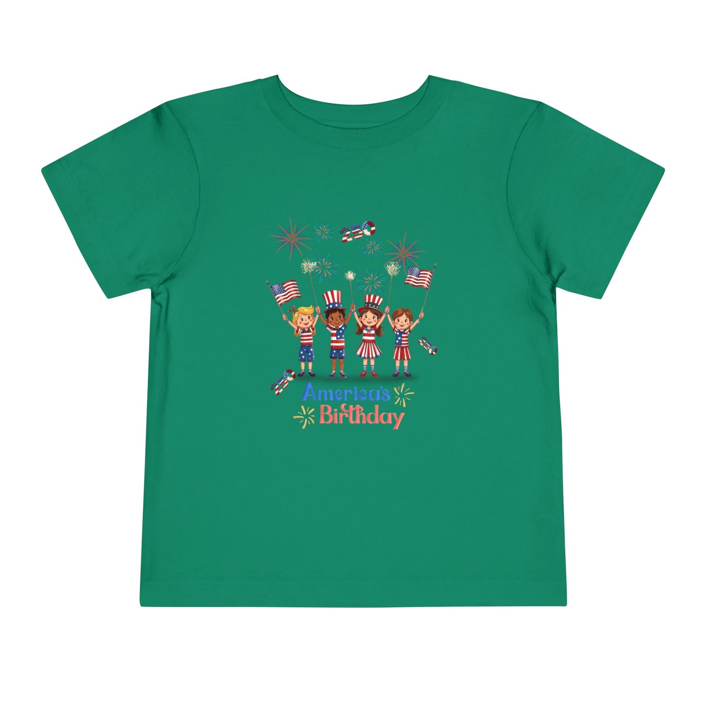 American 250th Anniversary Toddler Short Sleeve Tee (Top Hat Fireworks)