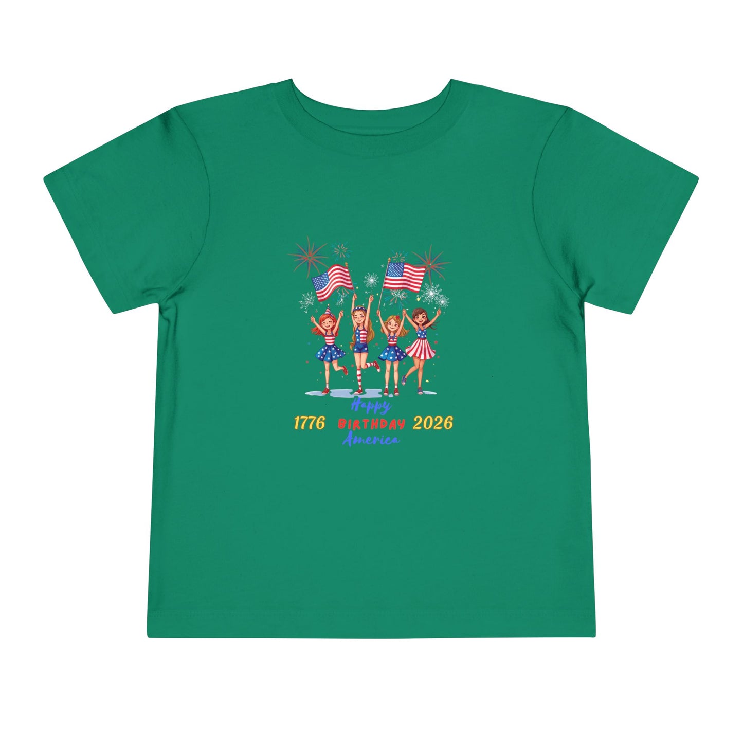 American 250th Anniversary Toddler Short Sleeve Tee (Girl Cheerleaders)