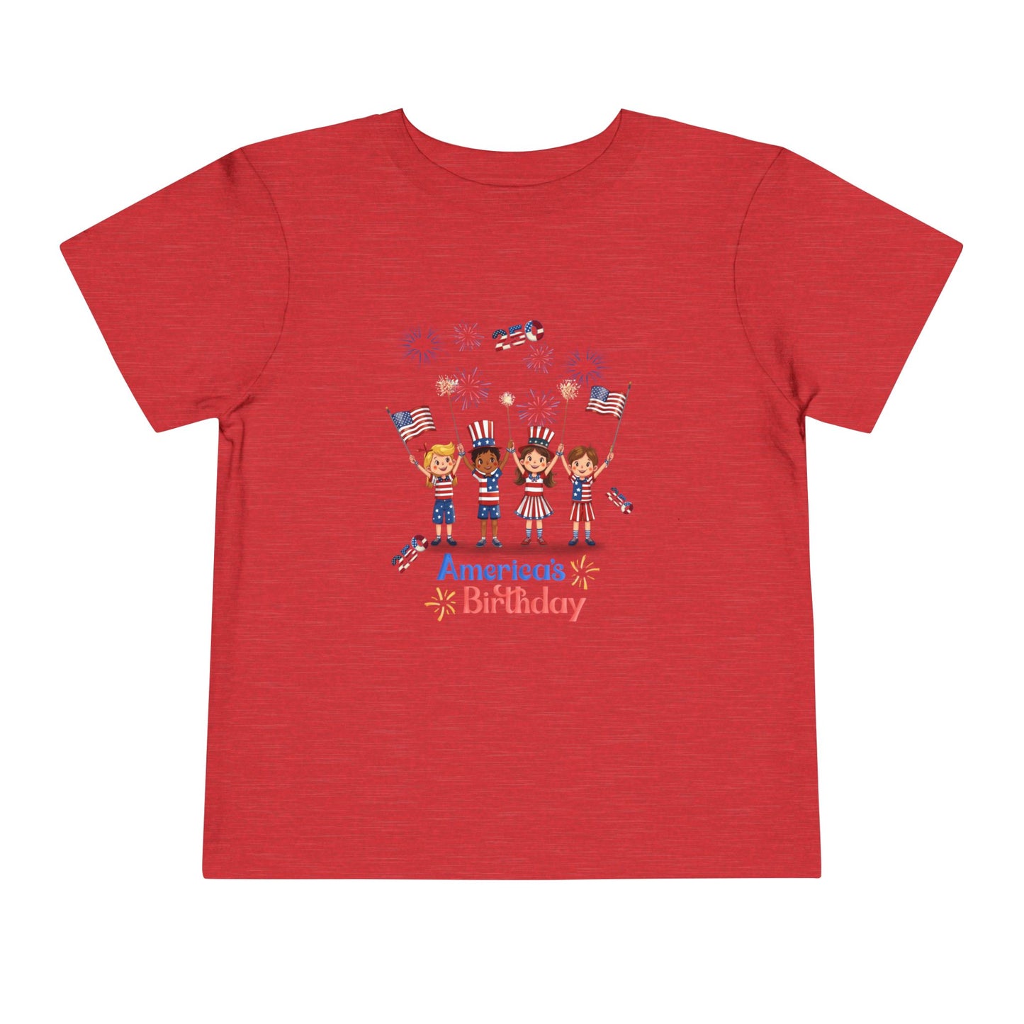 American 250th Anniversary Toddler Short Sleeve Tee (Top Hat Fireworks)