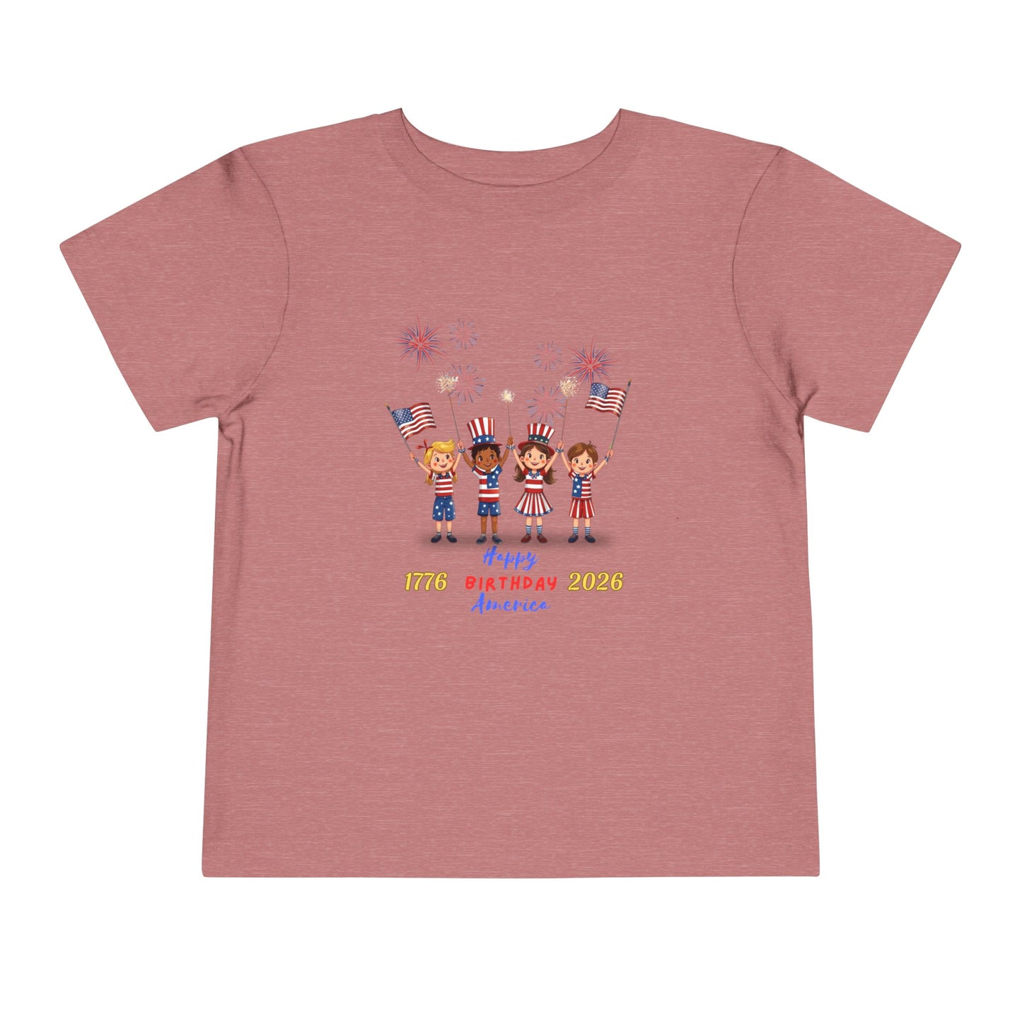 American 250th Anniversary Toddler Short Sleeve Tee (Flags and Fireworks)