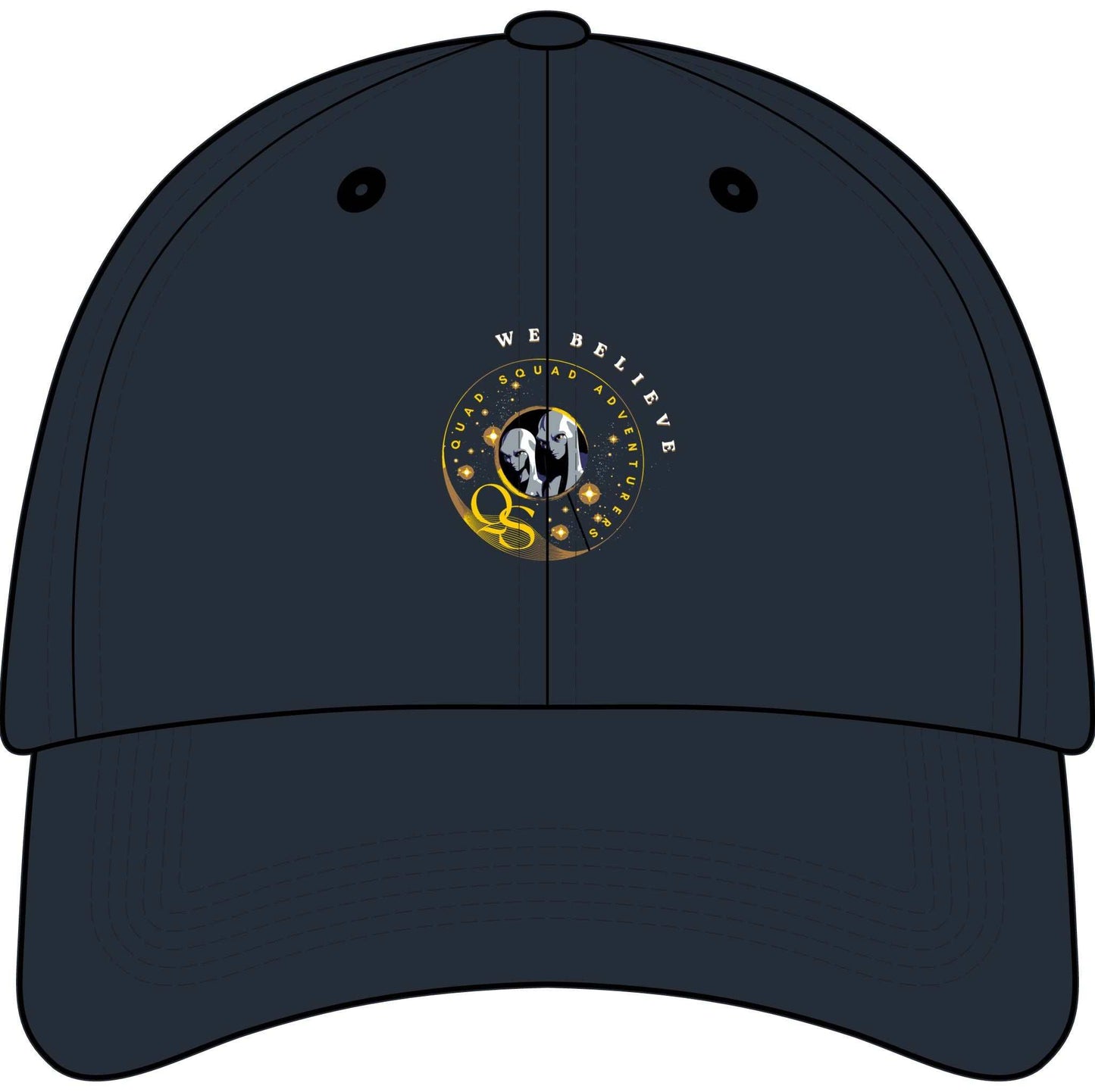 Youth low-profile Quad Squad Adventurer baseball cap with extraterrestrial patch and "We Believe" side text