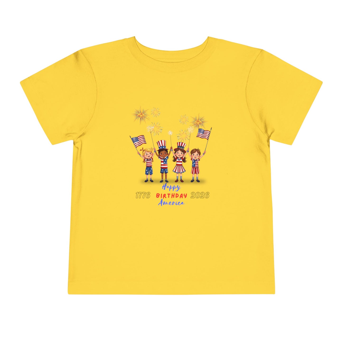American 250th Anniversary Toddler Short Sleeve Tee (Flags and Fireworks)