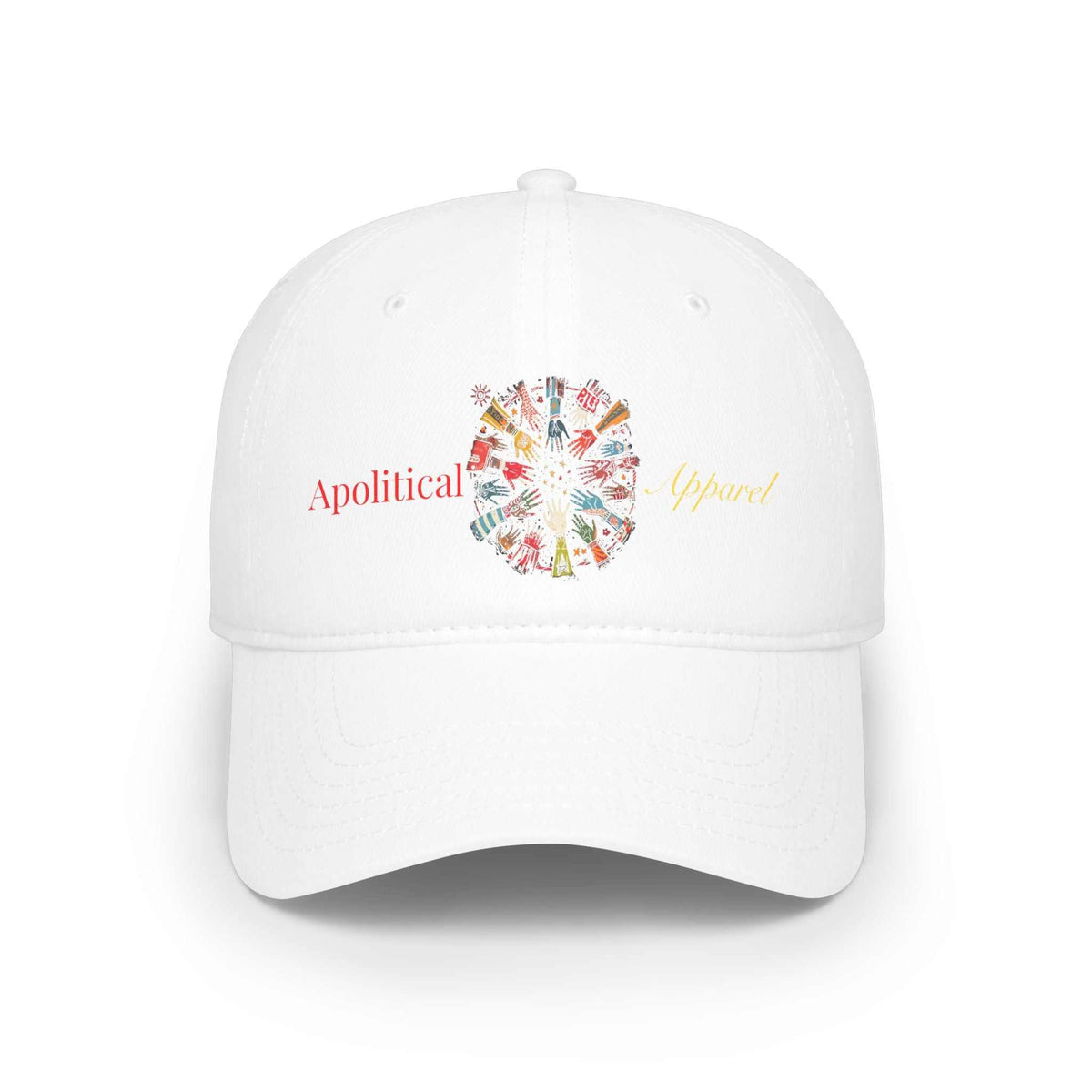Apolitical Apparel low profile baseball cap with Clock Hands graphic and adjustable closure