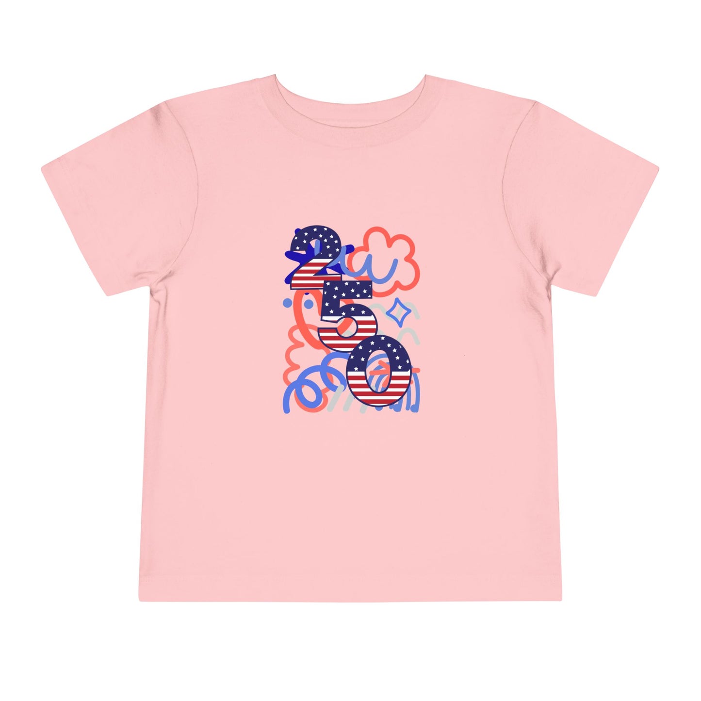American 250th Anniversary Toddler Short Sleeve Tee (Doodle Pattern)
