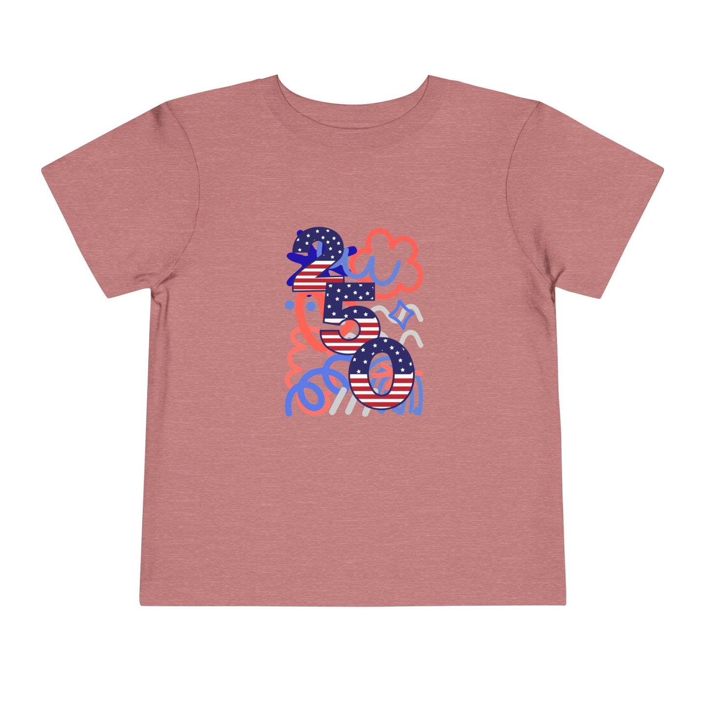 American 250th Anniversary Toddler Short Sleeve Tee (Doodle Pattern)