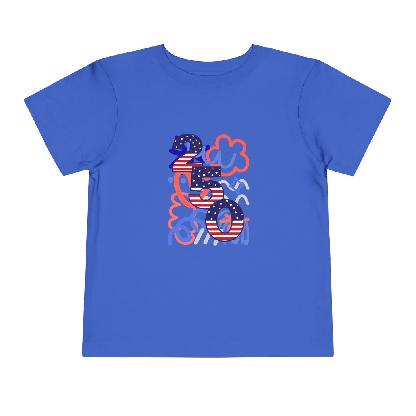 American 250th Anniversary Toddler Short Sleeve Tee (Doodle Pattern)