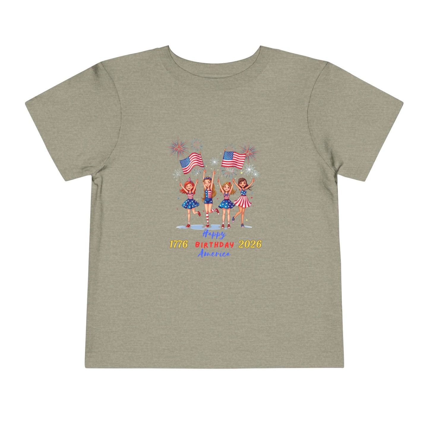 American 250th Anniversary Toddler Short Sleeve Tee (Girl Cheerleaders)