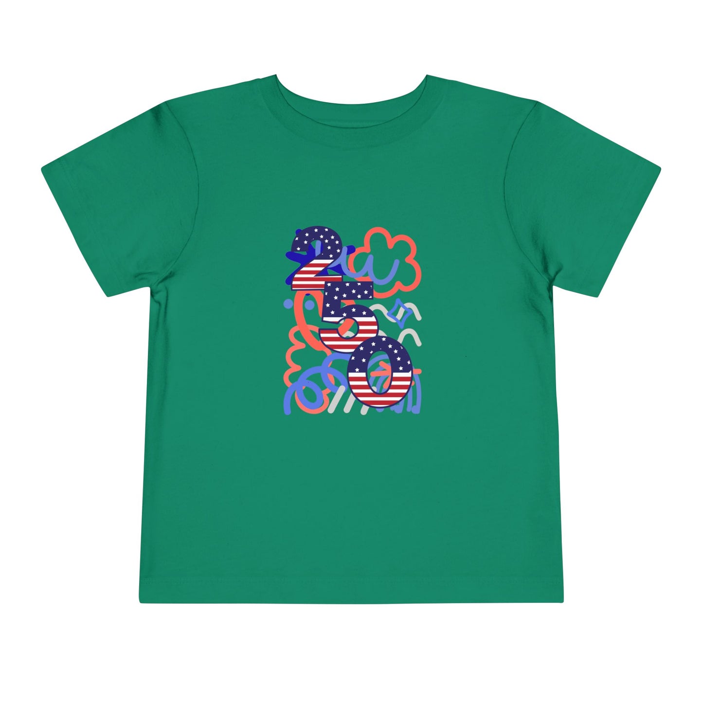 American 250th Anniversary Toddler Short Sleeve Tee (Doodle Pattern)