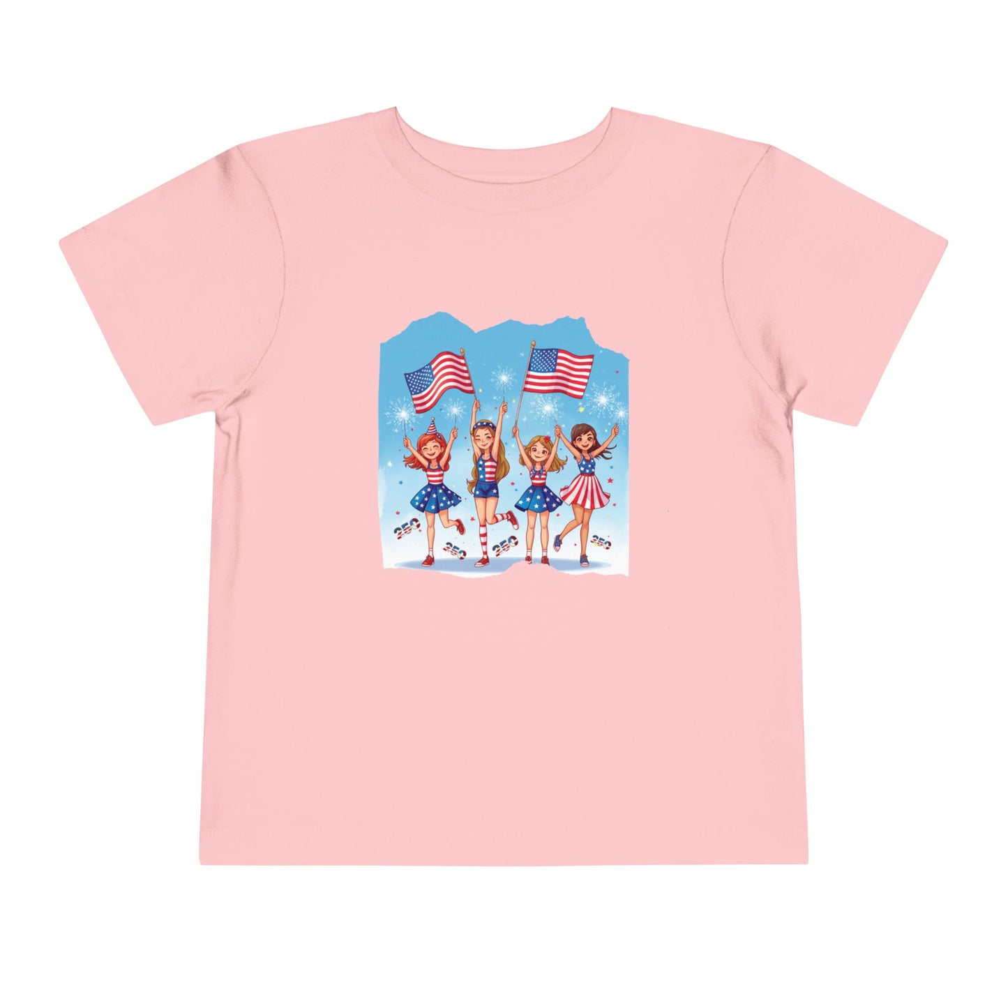 American 250th Anniversary Toddler Short Sleeve Tee ( Cheerleaders)