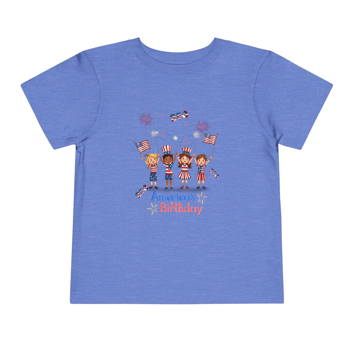American 250th Anniversary Toddler Short Sleeve Tee (Top Hat Fireworks)