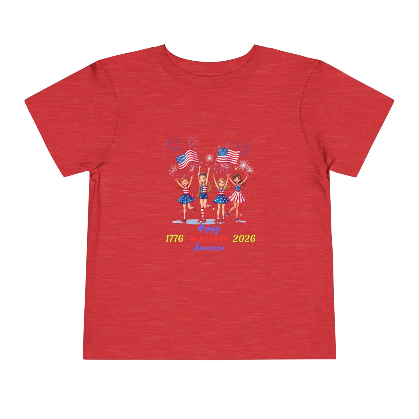 American 250th Anniversary Toddler Short Sleeve Tee (Girl Cheerleaders)