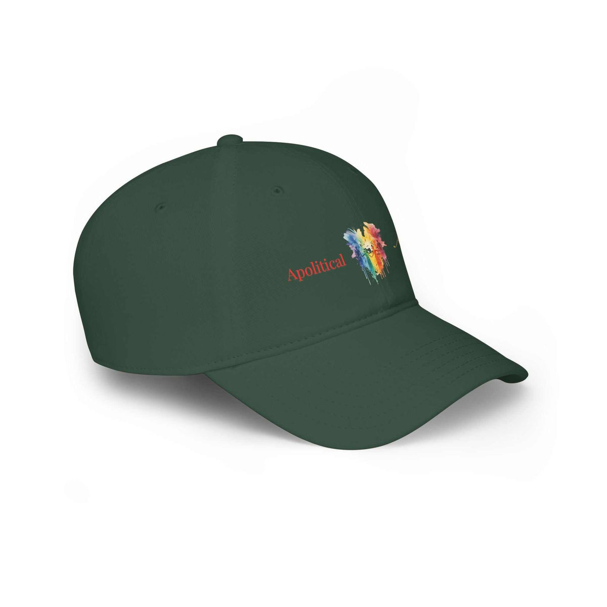 Apolitical Apparel Profile Baseball Cap Rainbow Bleed 100% cotton low-profile adjustable Velcro closure