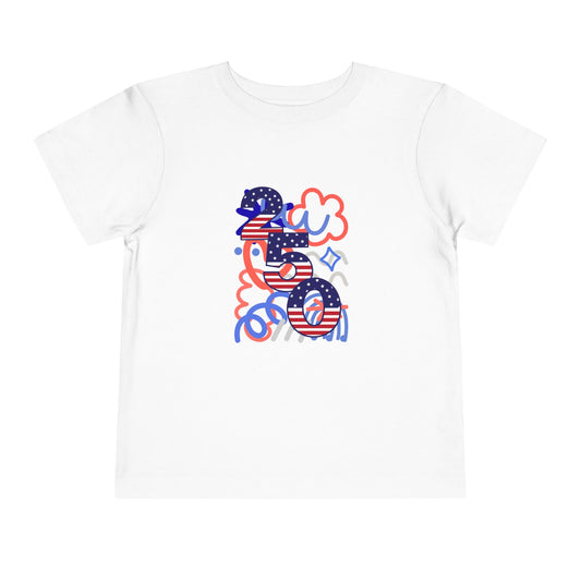 American 250th Anniversary Toddler Short Sleeve Tee (Doodle Pattern)