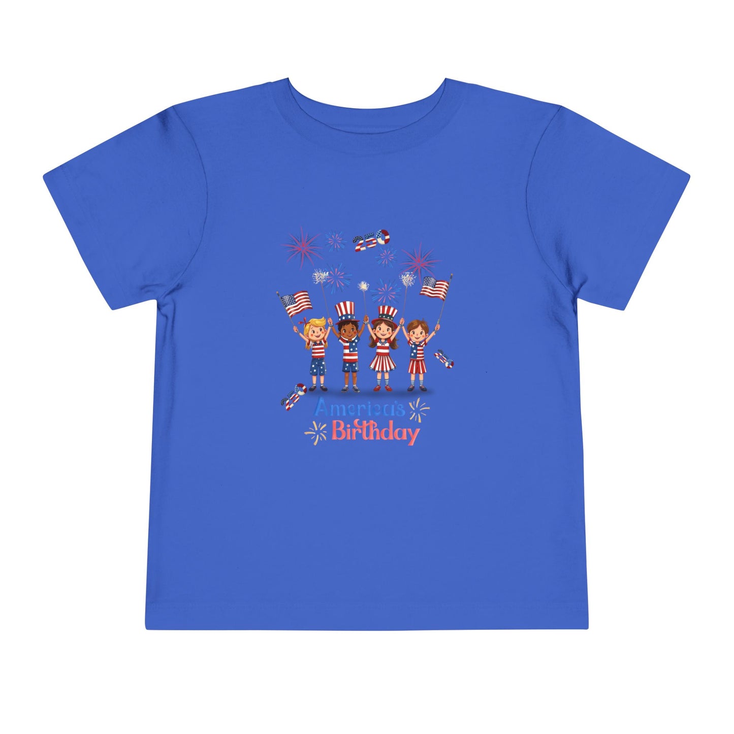 American 250th Anniversary Toddler Short Sleeve Tee (Top Hat Fireworks)