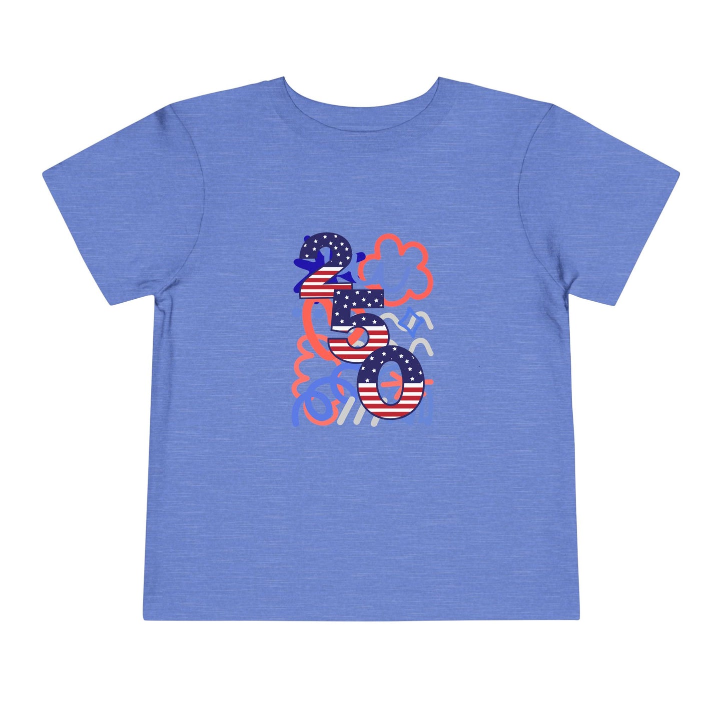 American 250th Anniversary Toddler Short Sleeve Tee (Doodle Pattern)