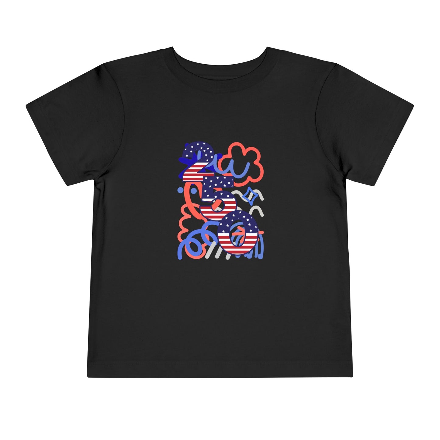 American 250th Anniversary Toddler Short Sleeve Tee (Doodle Pattern)