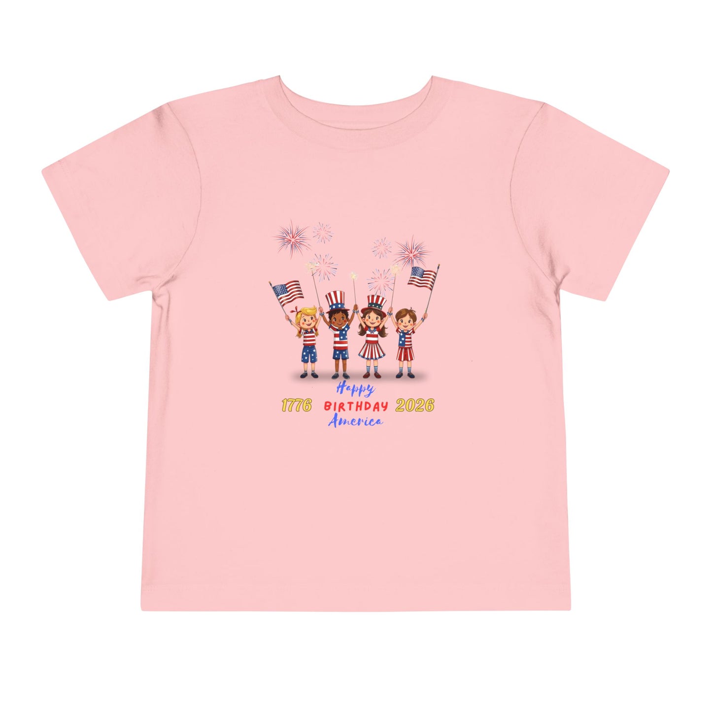 American 250th Anniversary Toddler Short Sleeve Tee (Flags and Fireworks)