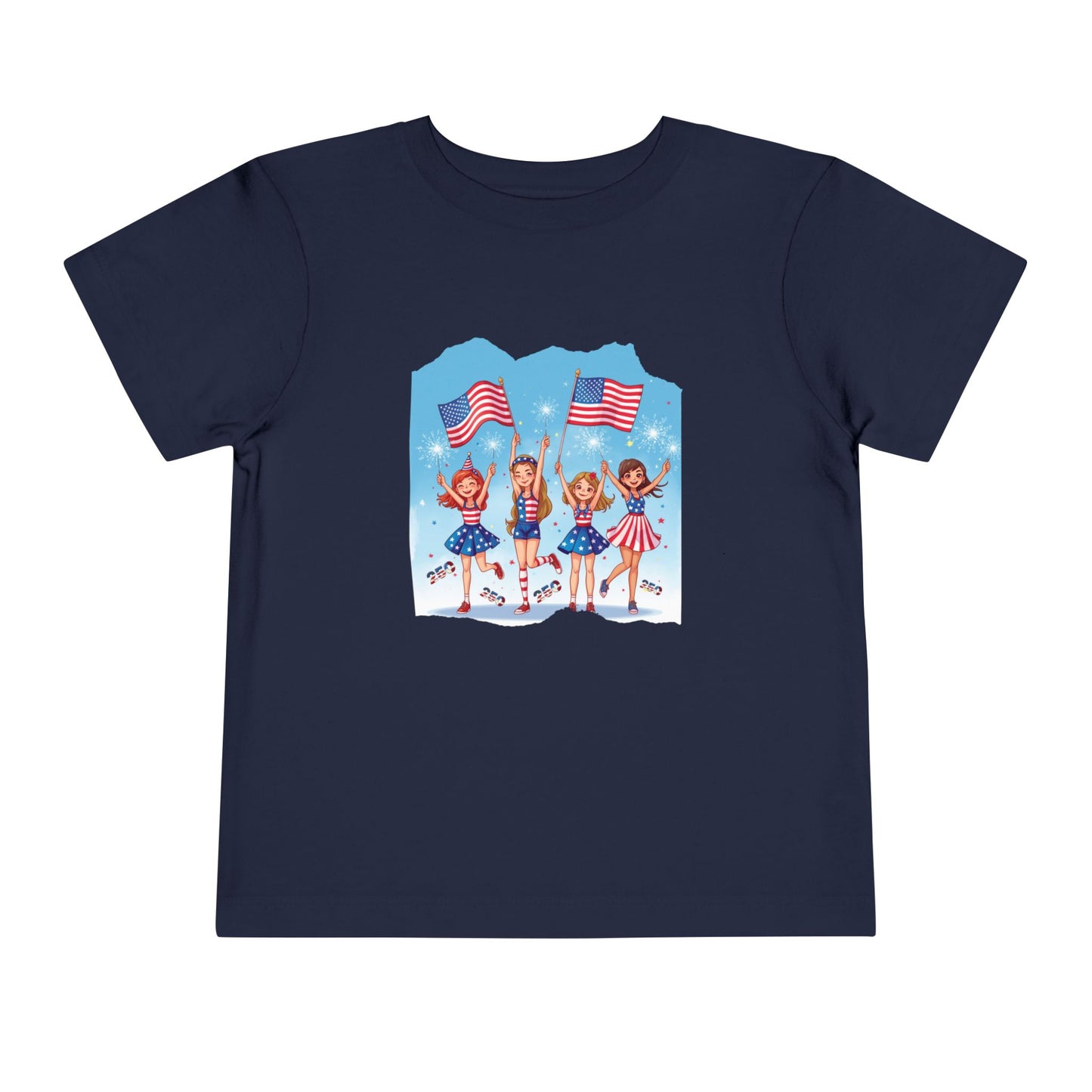 American 250th Anniversary Toddler Short Sleeve Tee ( Cheerleaders)