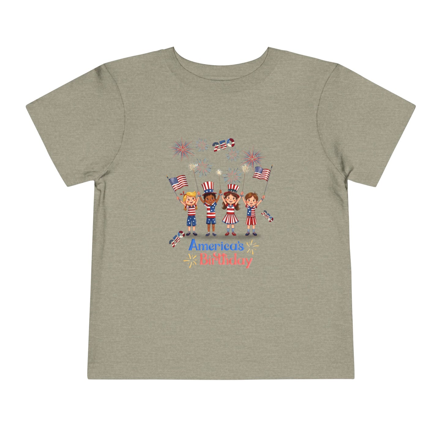 American 250th Anniversary Toddler Short Sleeve Tee (Top Hat Fireworks)