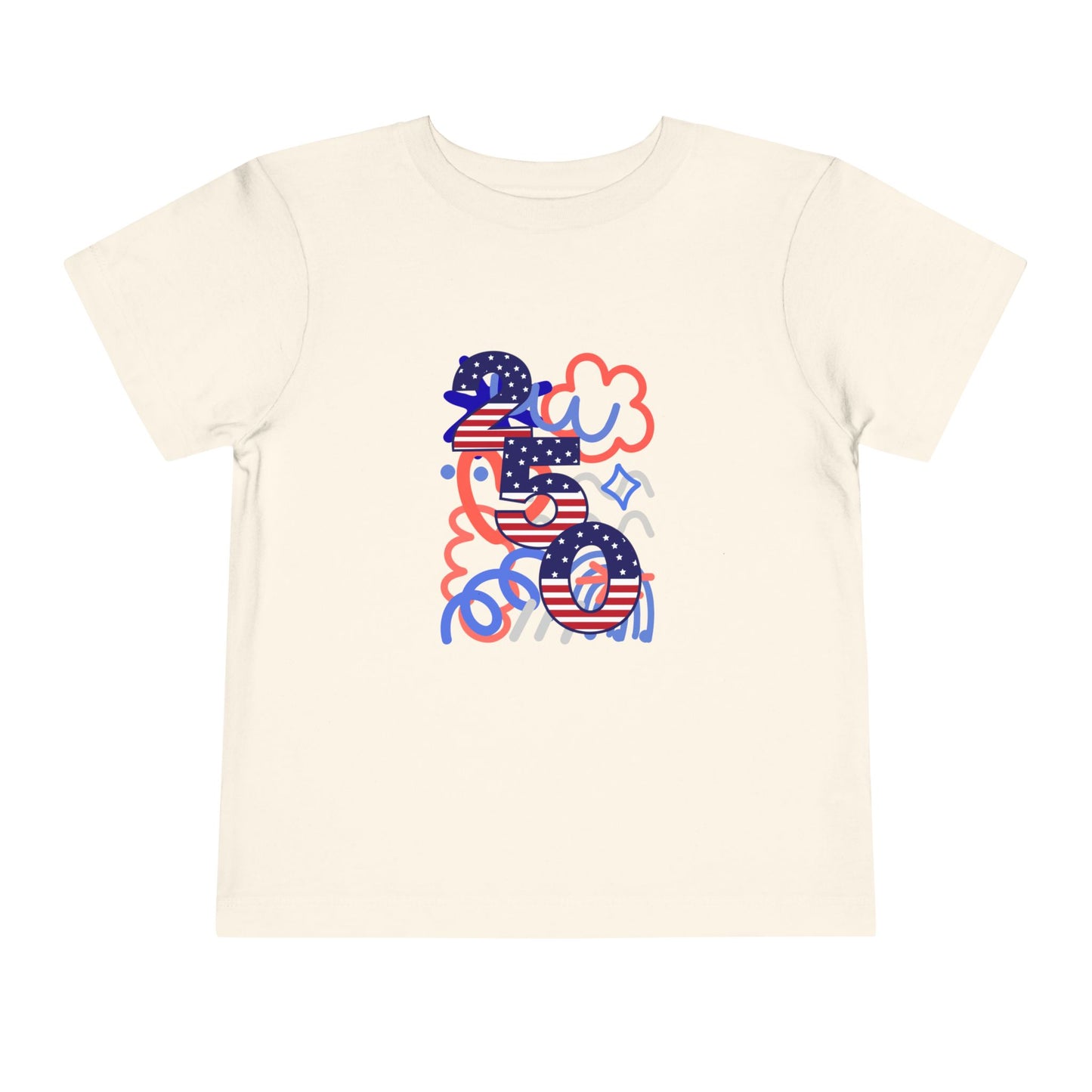 American 250th Anniversary Toddler Short Sleeve Tee (Doodle Pattern)