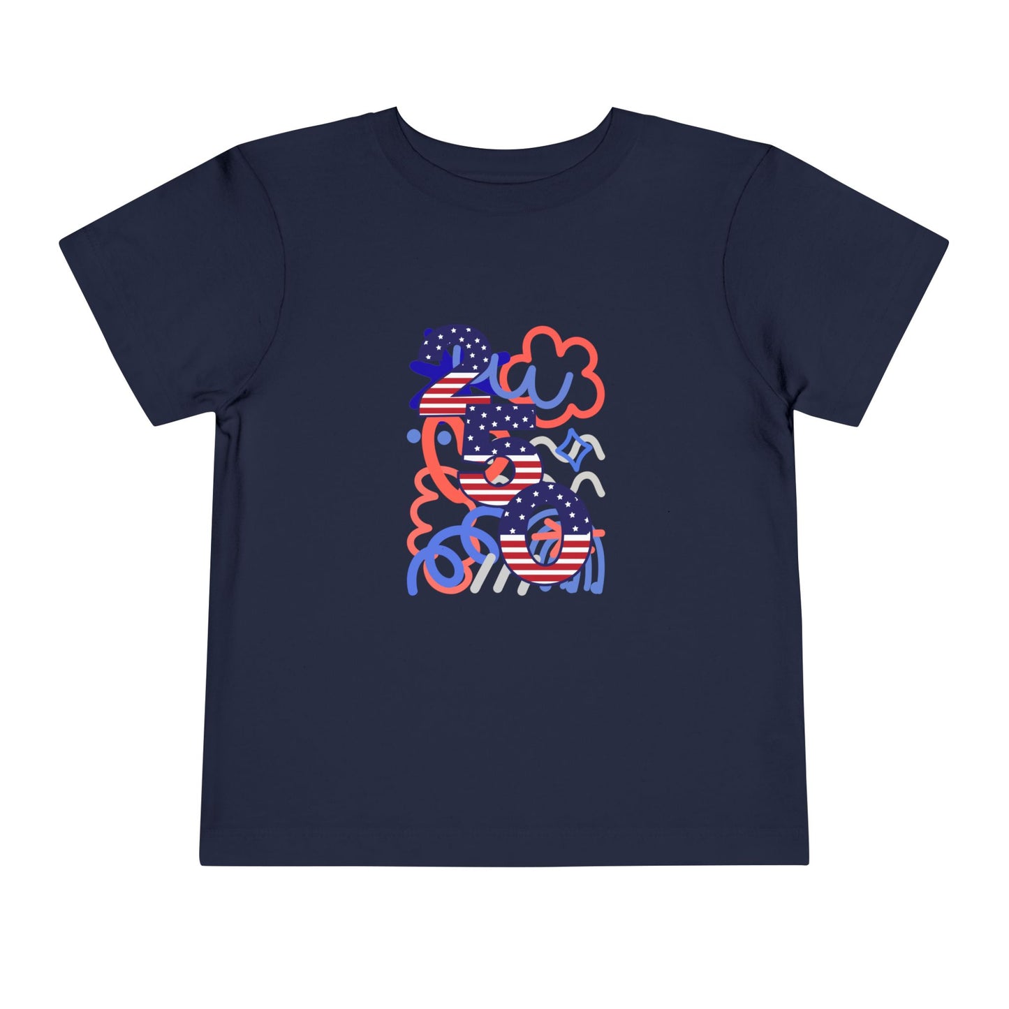 American 250th Anniversary Toddler Short Sleeve Tee (Doodle Pattern)