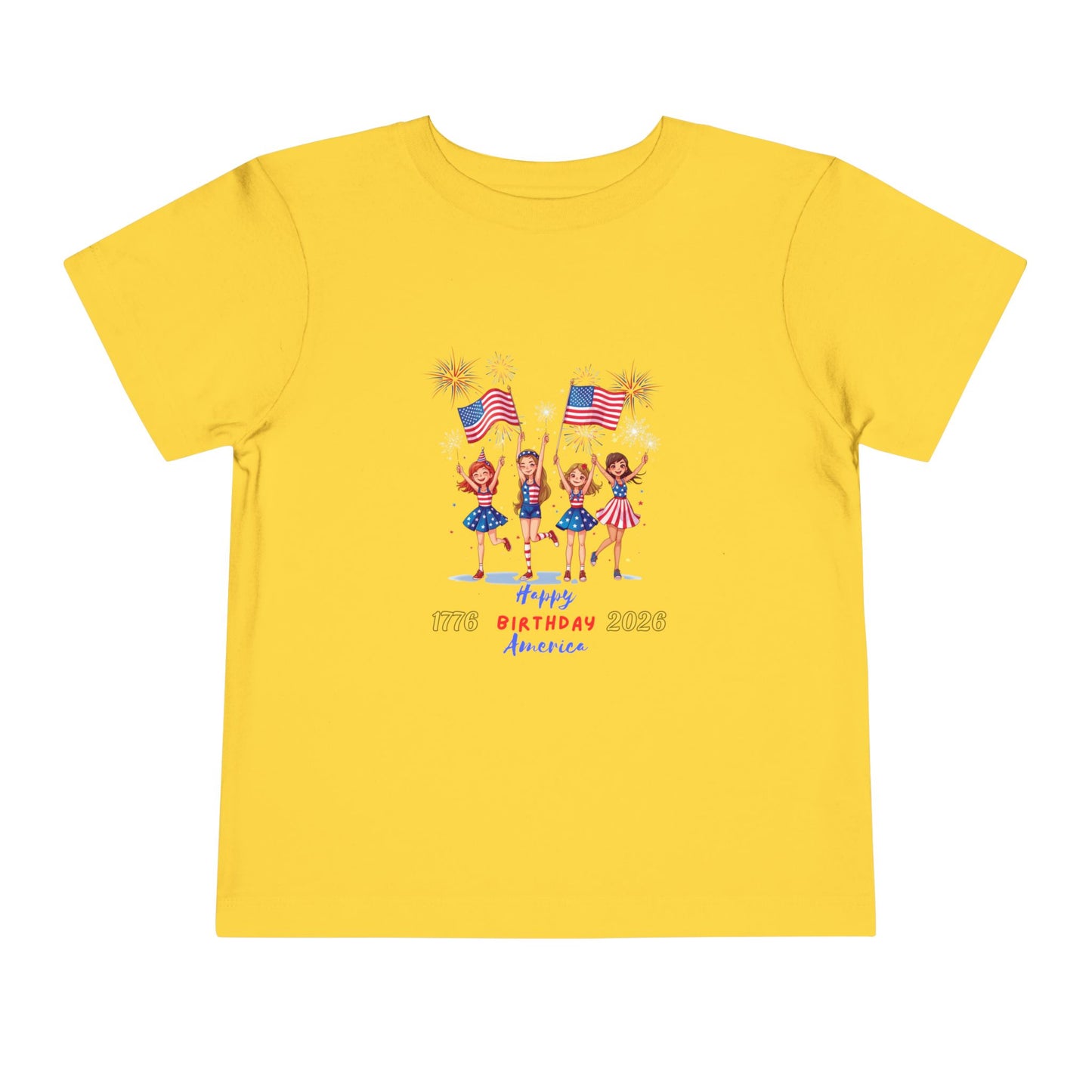 American 250th Anniversary Toddler Short Sleeve Tee (Girl Cheerleaders)